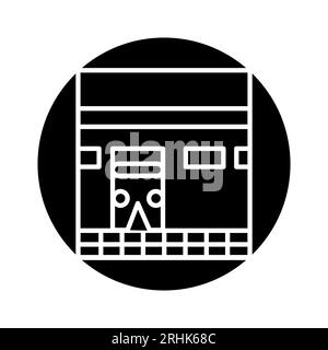 Kaaba in the Al-Haram Mosque line color icon. Isolated vector element. Outline pictogram for web page, mobile app, promo Stock Vector