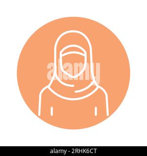 Arabic woman in hijab amira line color icon. Isolated vector element. Outline pictogram for web page, mobile app, promo Stock Vector