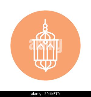 Muslim lamp line color icon. Isolated vector element. Outline pictogram for web page, mobile app, promo Stock Vector