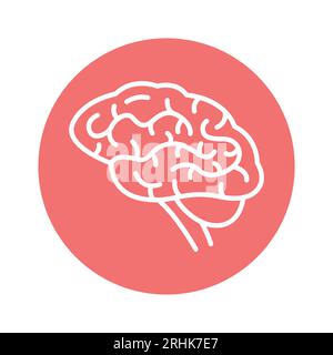 Human organ brain color line icon. Isolated vector element. Outline pictogram for web page, mobile app, promo Stock Vector
