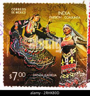 MOSCOW, RUSSIA - JUNE 8 2023: Postage stamp printed in Mexico shows Mexico-India Joint Issue, circa 2010 Stock Photo