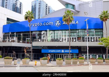 Los Angeles, California: crypto.com Arena (known as Staples Center), indoor Sports and entertainment center in Downtown Los Angeles Stock Photo