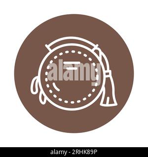 Round bag line color icon. Isolated vector element. Outline pictogram for web page, mobile app, promo Stock Vector