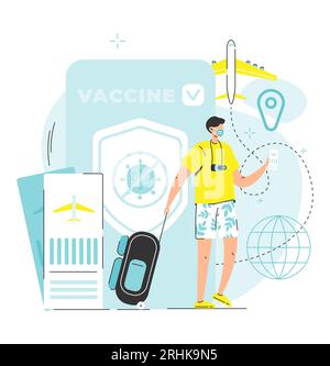 Vaccination for safety travel and access abroad scene Stock Vector