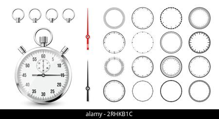 Classic stopwatch with clock faces. Shiny metal chronometer, time ...