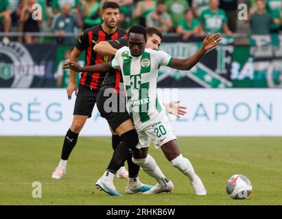 BUDAPEST, HUNGARY - AUGUST 9: Franck Boli of Ferencvarosi TC in action  during the UEFA Champions League Qualifying Round match between Ferencvarosi  TC and Qarabag FK at Ferencvaros Stadium on August 9