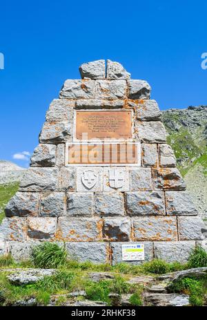 Memorial stone Monument on border between Switzerland and Italy with ...