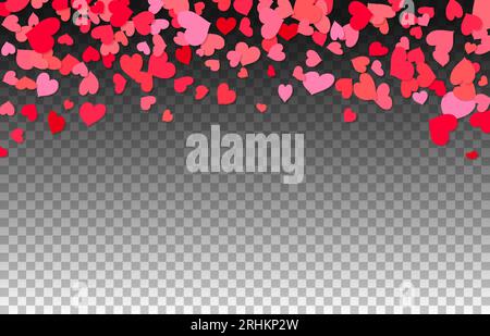 Heart confetti falling on transparent background. Flower petal in shape of  heart. Valentines Day background. Color confetti for greeting cards Stock  Vector Image & Art - Alamy