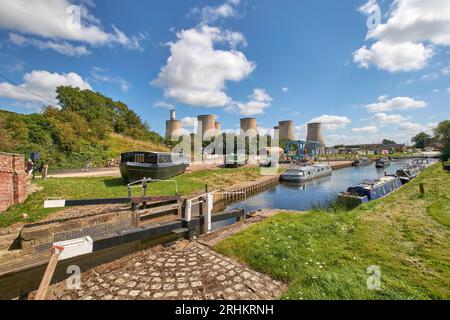 New house boat out of water Stock Photo