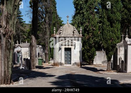 Lisbon Portugal. 08/2023/17: view of The Prazeres Cemetery is a Catholic cemetery, it is the largest cemetery in Lisbon, created in 1833. Stock Photo
