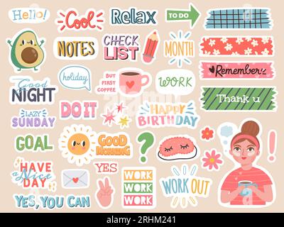 Cute printable stickers for planner organizer Vector Image