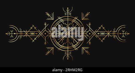 Premium Vector  Viking magic symbol. golden esoteric ornament