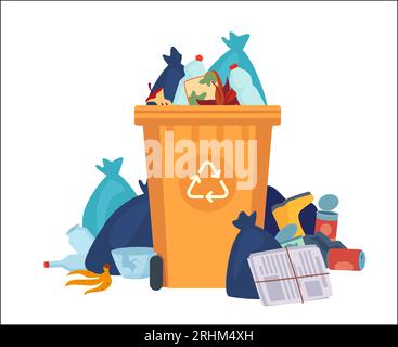 https://l450v.alamy.com/450v/2rhm4xh/full-garbage-bin-overflowing-recycling-container-with-plastic-bags-and-litter-vector-recycle-can-with-pile-of-plastic-waste-street-dump-pollution-2rhm4xh.jpg