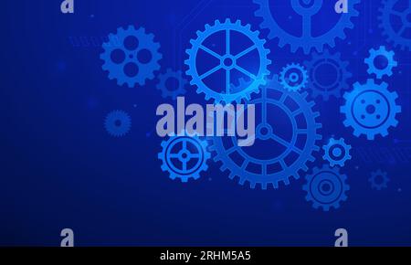 Mechanic blue vector background with gears. Digital engineering