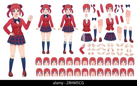 Anime Girls Character Kit Manga Japanese Stock Vector (Royalty Free)  1836295981