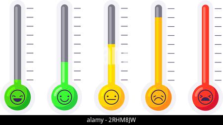 Thermometer as stress level scale emotions, mood. Fully charged active ...