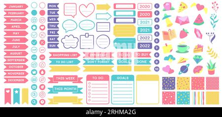 Funny planners stickers. Scrapbook sticker, planner print and cute journal  card illustration vector set Stock Vector Image & Art - Alamy