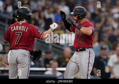 Tommy Pham of the Arizona Diamondbacks celebrates after hitting a