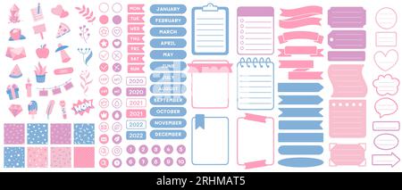 Cute planner stickers. Organizer tags, color patterns and ca