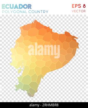 Ecuador polygonal map, mosaic style country. Fabulous low poly style, modern design. Ecuador polygonal map for infographics or presentation. Stock Vector