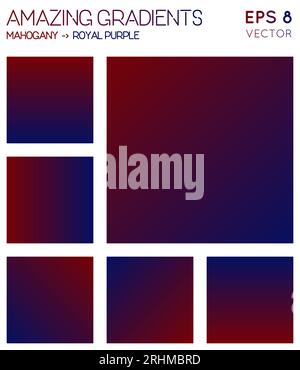 Colorful gradients in mahogany and royal purple color tones. Actual gradient background, superb vector illustration. Stock Vector