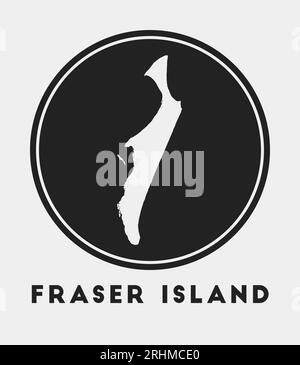 Fraser Island icon. Round logo with map and title. Stylish Fraser Island badge with map. Vector illustration. Stock Vector