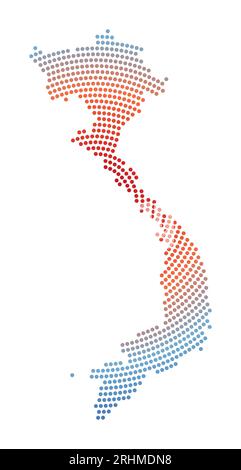 Vietnam dotted map. Digital style shape of Vietnam. Tech icon of the country with gradiented dots. Vibrant vector illustration. Stock Vector