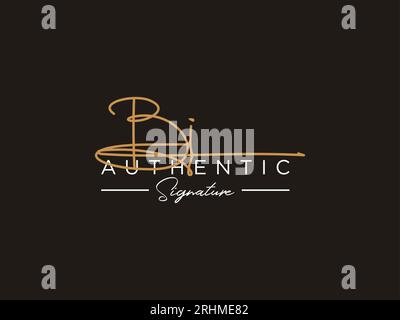 B, I, BI Initial letter handwritten and signature vector image template ...