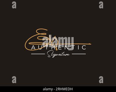 E, V, EV Initial letter handwritten and signature vector image template ...