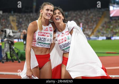 Natalia Kaczmarek(Silver) and Anna Kiełbasinska (Bronze); from Poland. 400m final. European Championships Munich 2022 Stock Photo