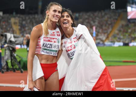 Natalia Kaczmarek(Silver) and Anna Kiełbasinska (Bronze); from Poland. 400m final. European Championships Munich 2022 Stock Photo