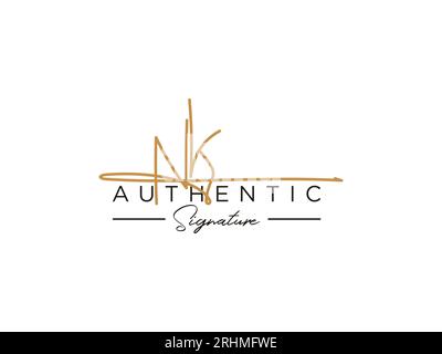 NK Signature Logo Template Vector. Stock Vector