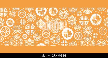 Circle abstract motif tribal pattern yellow, vector illustration decorative drawing. Good for fashion textile print. Stock Vector