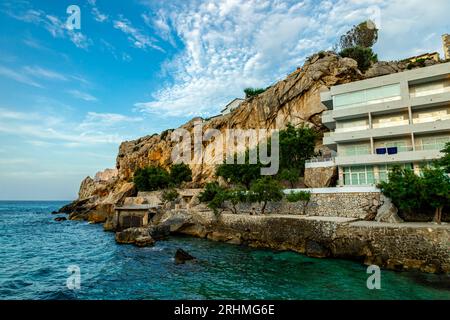 Vacation atmosphere at the gates of the bay of Cala Sant Vicenç and Port de Pollença on the Balearic island of Mallorca - Spain Stock Photo