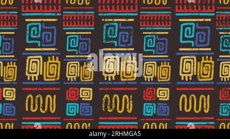 Colorful ethnic pattern, hand drawing african aztec vector, good for fashion textile print. Brush handmade line draw, native peruvian trendy. grunge t Stock Vector