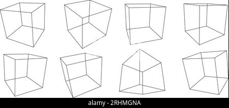 Wireframe grid set. Perspective view and projection Stock Vector Image ...
