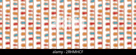 Colorful ethnic stripes pattern, liquid abstract seamless drawing with colorful hand drawn design, Background vector illustration for fashion textile Stock Vector