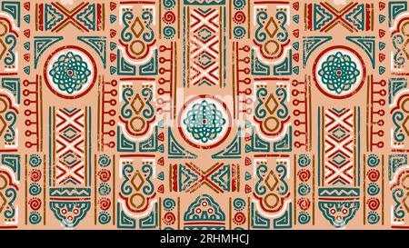 Sketch Ethnic pattern. Tribal doodles motif. Hand drawn effect patchwork. Seamless aztec texture for fabric design, interior elements, wallpapers, pap Stock Vector