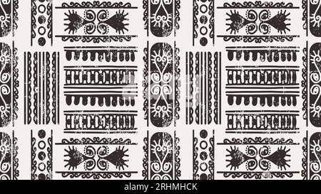 Seamless ethnic pattern. Tribal Hand drawn ornamental stripes. Black and white print for your fashion textile. African line vintage. Vector geometric Stock Vector