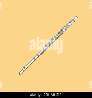 Hand-Drawn Flute Instrument Doodle Vector Illustration in Black and White Stock Vector