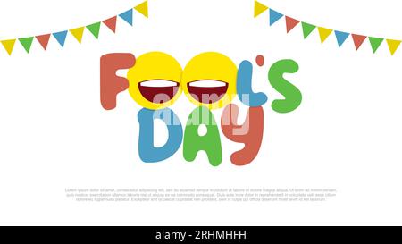 April fools day banner poster celebrated on april 1st, isolated on white background Stock Vector