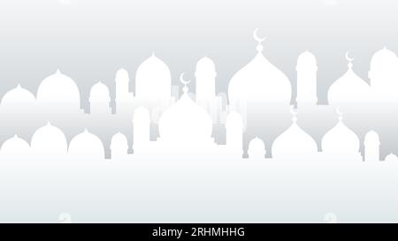 White mosque silhouette isolated on white background. Stock Vector