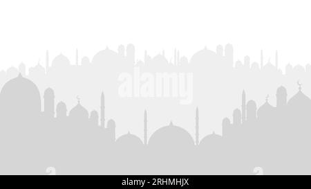 White big mosque silhouette isolated on white background. Stock Vector