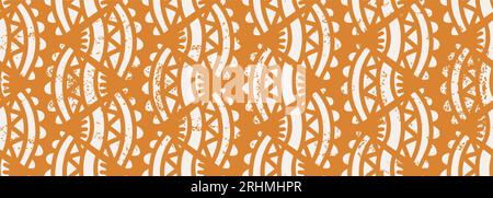 Ethnic triangle drawing motifs, Tribal hand drawn seamless pattern, yellow colors background. Vector illustration trendy Stock Vector