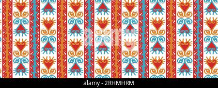 Colorful hand drawn tribal seamless pattern, vector ethnic stripes drawing. Good for fashion textile print. Stock Vector