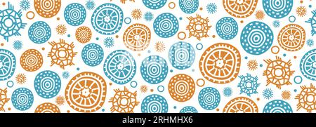Flower abstract circle pattern, doodle ethnic tribal elements drawing. Repeat background handmade design, vector illustration for fashion textile prin Stock Vector