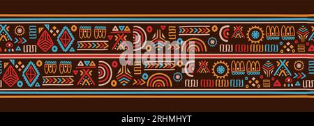 Hand drawn african seamless pattern, tribal motifs vector illustration. Mexican texture with retro doodle ornaments. Abstract decoration with traditio Stock Vector