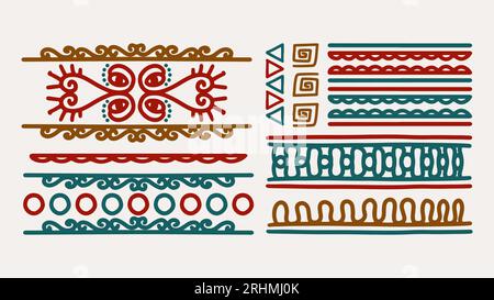 Tribal hand drawn motif set. Vector illustration objects. Abstract symbol element drawing. Stock Vector
