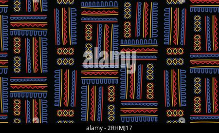Ethnic seamless pattern geometric. Tribal geometric background, hand drawn motif, maya, aztec doodle ornament illustration. fashion texture with rug t Stock Vector