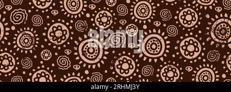 African afro seamless pattern culture motifs, circle ethnic doodle artwork. Creative aztec texture border, folk drawing, for textiles, banners, wallpa Stock Vector
